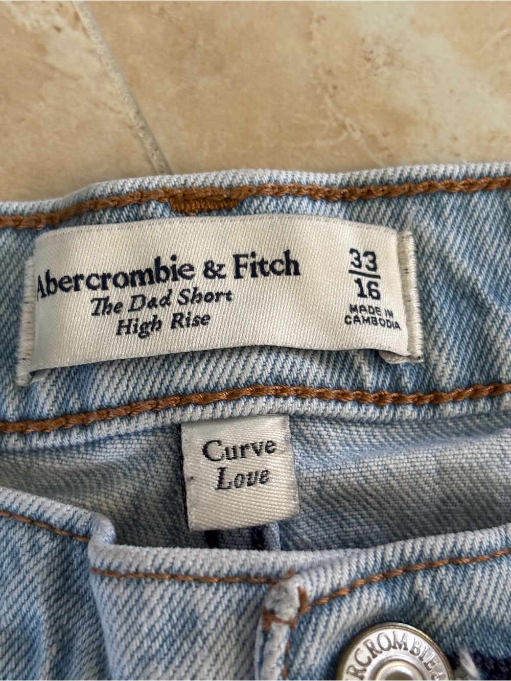 Abercrombie & fitch curve love the dad short high rise jean denim 33/16 - Picture 5 of 5